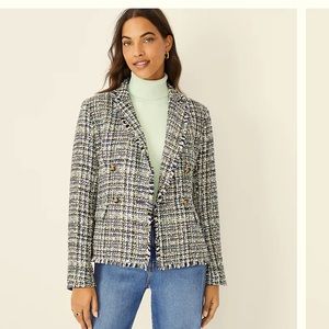 Ann Taylor double breasted tweed blazer